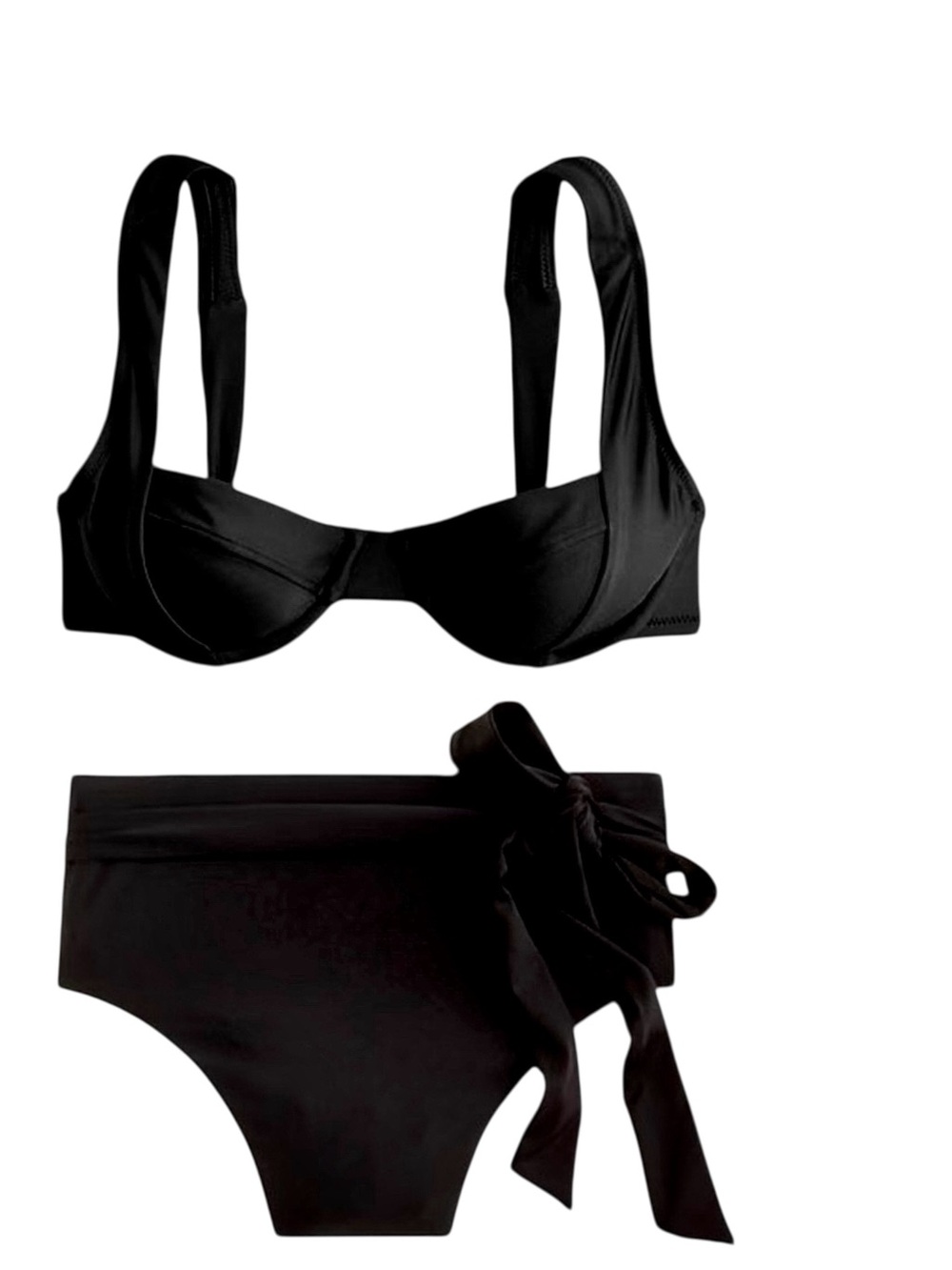 J. Crew Underwire Criss Cross Straps High cut Waist Bikini, Black Size 32A/S NWT
